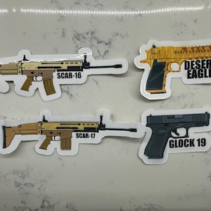 Gun Lover Sticker Pack Tactical Rifle Pistol Meme Decals Waterproof Vinyl for Laptops, Gun Cases Car Windows AR-15 Glock SCAR16 Desert Eagle image 1
