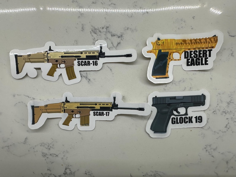 Gun Lover Sticker Pack Tactical Rifle Pistol Meme Decals Waterproof Vinyl for Laptops, Gun Cases Car Windows AR-15 Glock SCAR16 Desert Eagle image 1