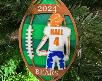 Custom 3D Printed Football Ornament | Personalized Team Jersey Ornament | Unique Gift for Football Fans | Custom Name & Year
