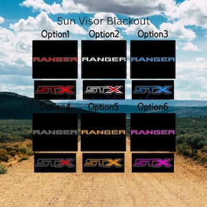 Ford Ranger STX Visor Warning Delete Stickers 3pc Blackout Kit (2 Lg 1 Sm) Both Visors Precision Cut Bubble-Free Matte Stealth Upgrade