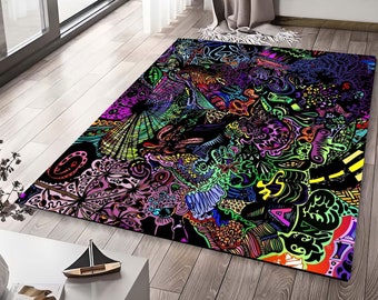 Psychedelic Tapestry Rug, Trippy Tapestries Art Rug, Graffiti Rug, Psychedelic Rug, Colorful Rugs, Abstract Art Rug, Art Rug