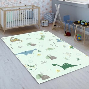 Dinosaurs Themed Washable Kids Room Rug, Dino Rug,  Kids Rug, Dinosaur Rug, Best Jurassic Kids Rugs, Nursery Play Mat, Children Room Gift