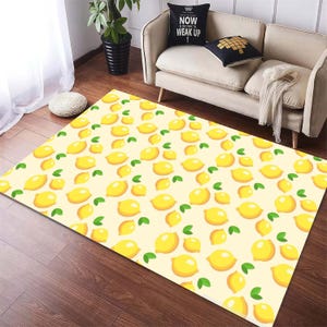 Vibrant Printed Kitchen Rug, Kitchen Rug, Fresh Lemon Citrus Fruit, Fruit Rug, Kitchen Decor, Dining Room Decor, Gift For Mother