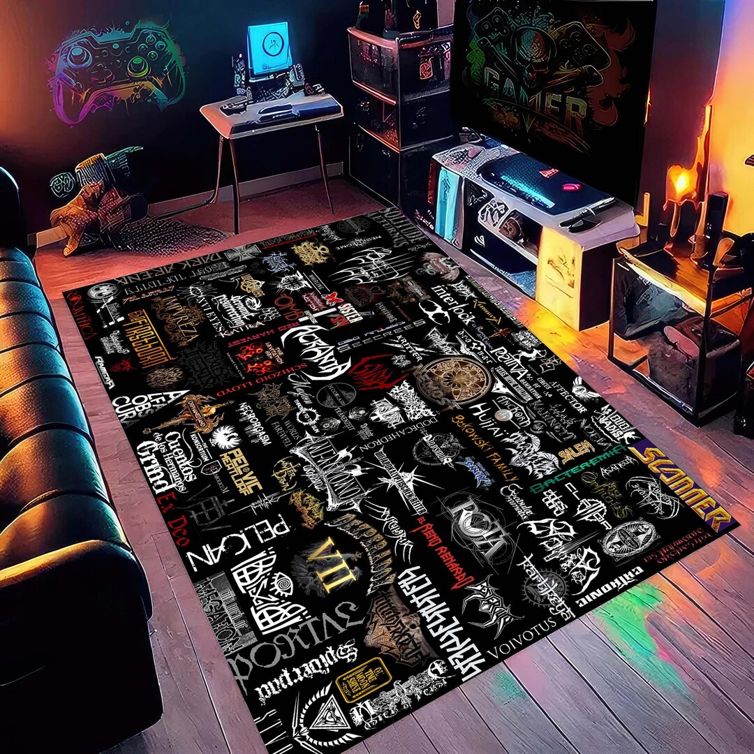 Punk Rugs Metal Band Rug, Dark Aesthetic Rug, Heavy Metal Carpet, Alternative ...