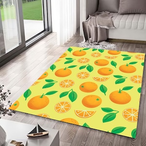Orange Rug Fruit Carpet Citrus Decor, Slice Rug, Kitchen Rug, Fruit Lover Gift, Citrus Theme Gift, Kitchen Decor Gift