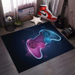 Gaming Rug, Neon Gamer Rug, Game Room Decor, LED Gaming Mat, Neon Room Rug, Gamer Aesthetic, Cool Gaming Gift