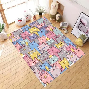 Cat Rug, Cat Pattern Rug, Cute Cat Decor, Minimalist Cat Rug, Cat Design Art Rug, Minimalist Cat Salon Cat Abstract Rug, Cat Gift Area Rug