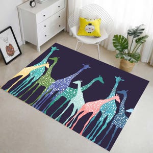 Colorful Giraffe Rug, Cute Giraffe Rug, Ultra Soft Kids Room Rug, Animal Themed Rug, Washable Kids Rug, Rug For Kids Room, Baby Room Gift