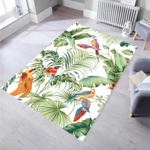 Living Room Carpet With Bird Pattern, Bird Pattern Cute Rug, Tree Bird Themed Area Rug, Cute Birds Rug, Home Decor Rug, Gift For Living Room
