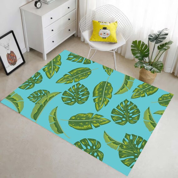Monstera Blatt Teppich: Grner botanischer Pflanzenteppich - Etsy.de