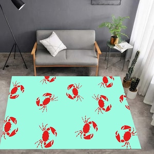 Crab Rug, Marine Rug, Coastal Rug, Ocean Theme Rug, Crab Crawl Rug, Crab Gift, Underwater Gift, Christmas Gift