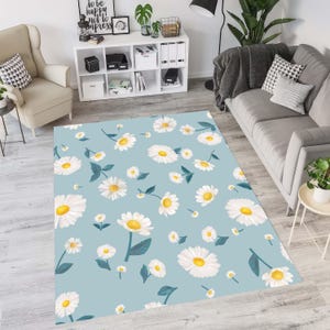 Daisy Flower Rug, Spring Nursery Rug, Daisy Carpet, Floral Daisy Decor Area Rug, College Dorm Daisy Decor, Floral Flower Playmat, Home Gift