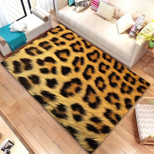 Leopard Patterned Bedroom Carpet, Leopard Feminist Rug, Animal Decor, Leopard Carpet for Living Room, Leopard Rug, Animal Themed Rug