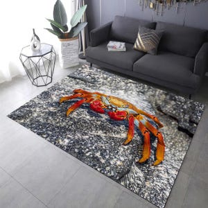 Crab Rug Sea Life Decor Ocean Carpet, Crustacean Rug, Crab Haven Rug, Crab Gift, Beach Gift, Sea Creature Gift