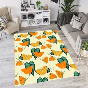 Colorful Butterfly Rug, Butterfly Pattern Rug, Butterflies Rug, Personalized Rug, Minimalistic Art Rug, Animal Themed Rug,Housewarming Gift