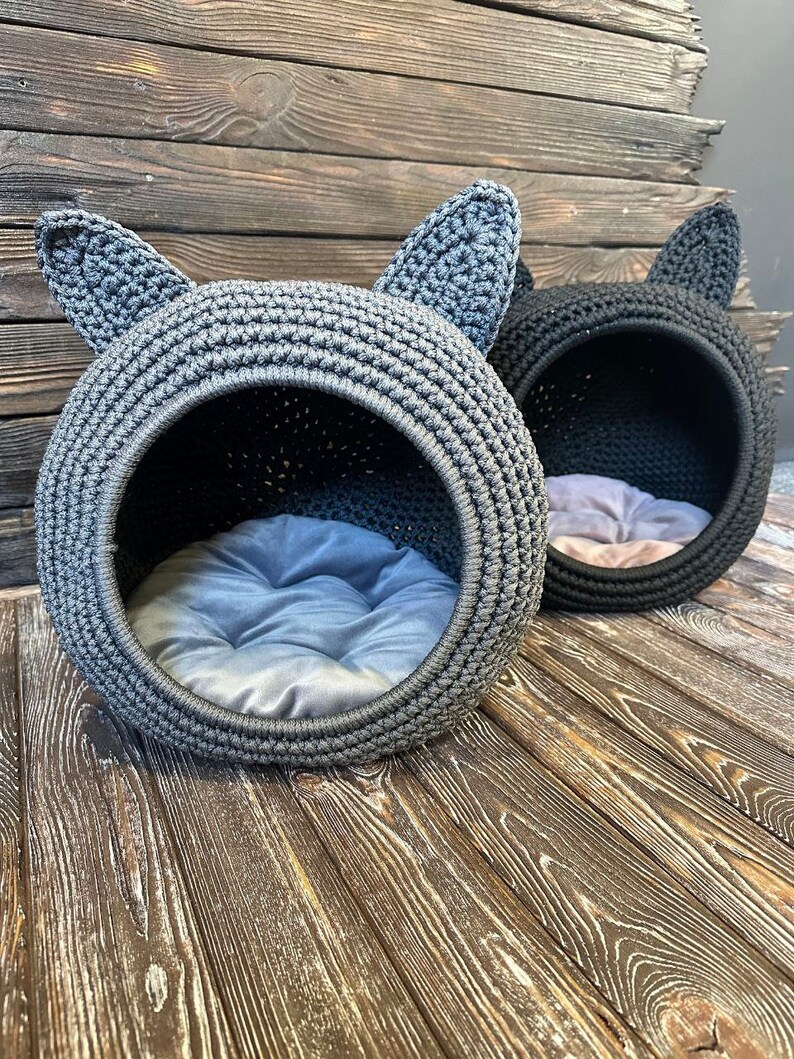 Modern Crochet Cat Bed, Pet House, Cave for Cat, Bed for Small Dog ...