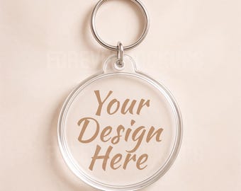 Clear Acrylic Round Keychain Mockup | Keychain JPEG Template | Blank Keychain Display | Product Mockup for Sublimation | Digital Download