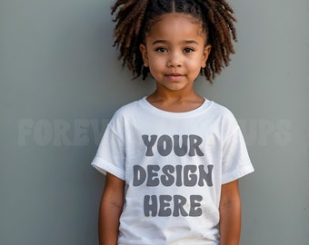 Bella Canvas 3001T Little Girl Mockup: White T-Shirt (JPG Digital Download)