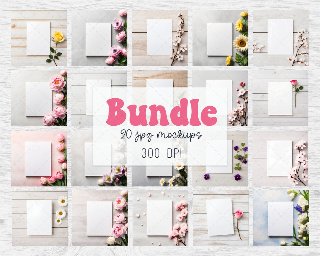 Card Jpg Card JPEG Mockup Bundle, Flat Lay Mockups, Boho Invitation JPEG Mockups ...