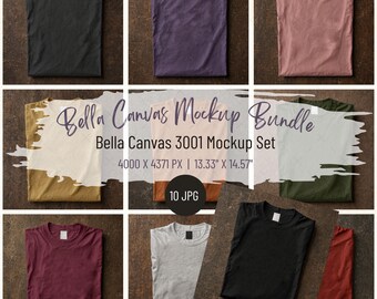 Bella Canvas 3001 Mockup Bundle: Folded T-Shirt Flat Lay (High-Res JPEG)