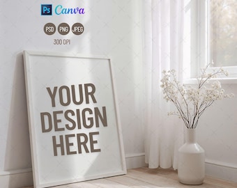 Boho Frame Mockup: Canva PNG JPG PSD Template (Digital Download)