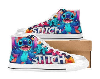 Scarpe di tela alte personalizzate Stitch per uomo, donna e bambino