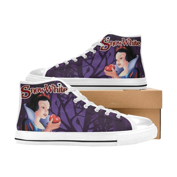 Snow White Custom Hi Top Canvas Shoes for Men, Women and Kids