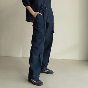 Jean linen cargo pants for women