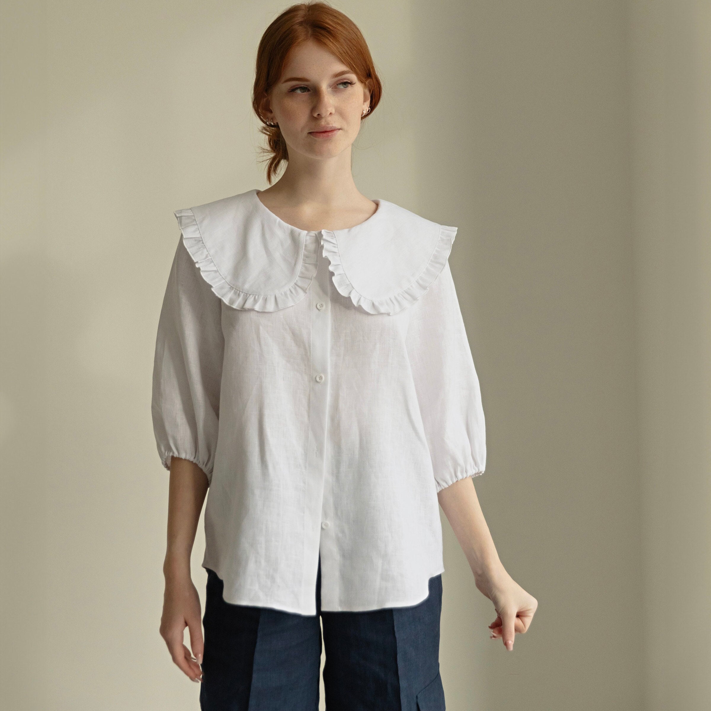 トップス HOLIDAY CHECK LINEN BIG COLLAR BLOUSE 514xiQ4-MHL._UY350_.jpg