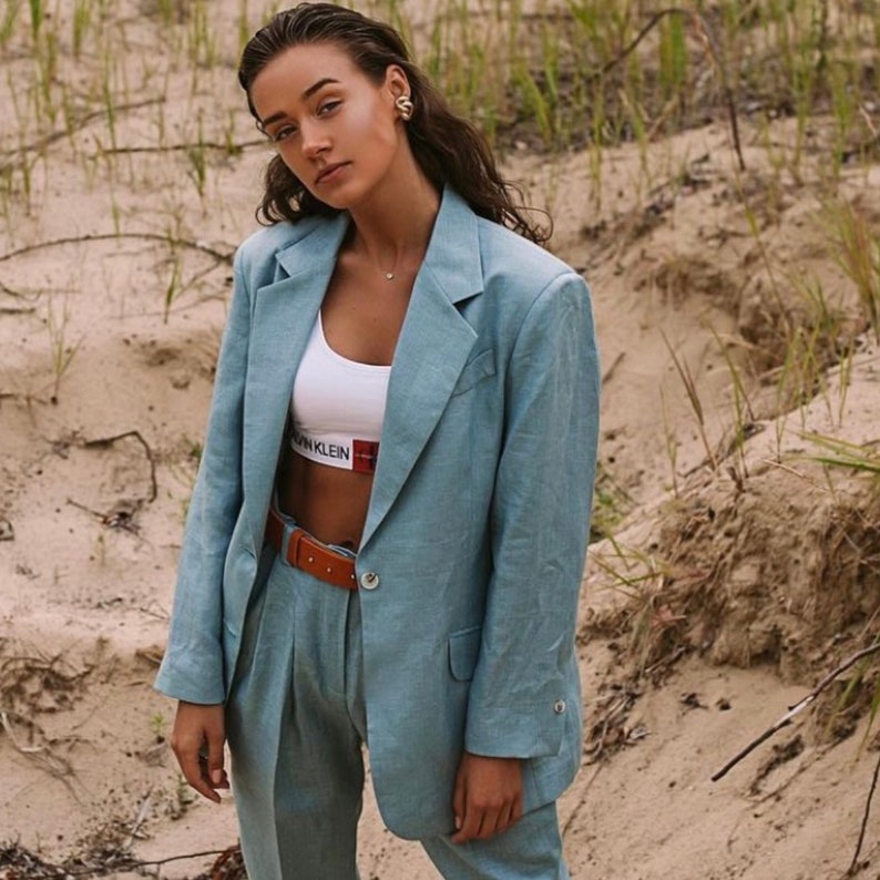 Linen Cyan women jacket