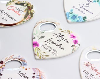 Aimant de cadeau de mariage Magnets de mariage personnalisés Cadeau de mariage invités Ouvre-bouteille magnétique Ouvre-capuchon personnalisé cadeau de mariage