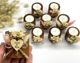 Cadeaux de mariage bougie personnalisés, cadeaux de mariage pour invités en vrac, photophore en bois, mariage rustique, cadeaux de douche nuptiale