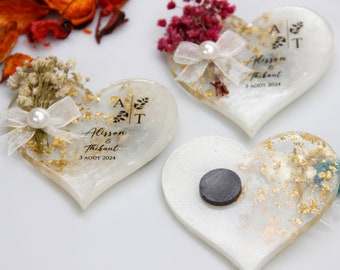 25 pièces faire-part de mariage coeur personnalisé en époxy, cadeau unique d'invité de mariage époxy, souvenir de mariage en résine fait main, fête de mariage époxy personnalisée