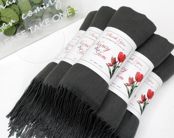 Dark Gray Pashmina Shawl, Wedding Favors for Guests, Pashminas in Bulk Bridal Shower, Favors Shawls for Wedding, Personalized Pashmina