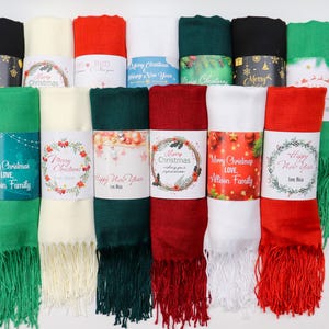 Bulk Christmas Pashmina Shawl, Christmas Favors for Guests, Pashminas in Christmas Favors, Shawls for Christmas, Personalized Christmas Gift