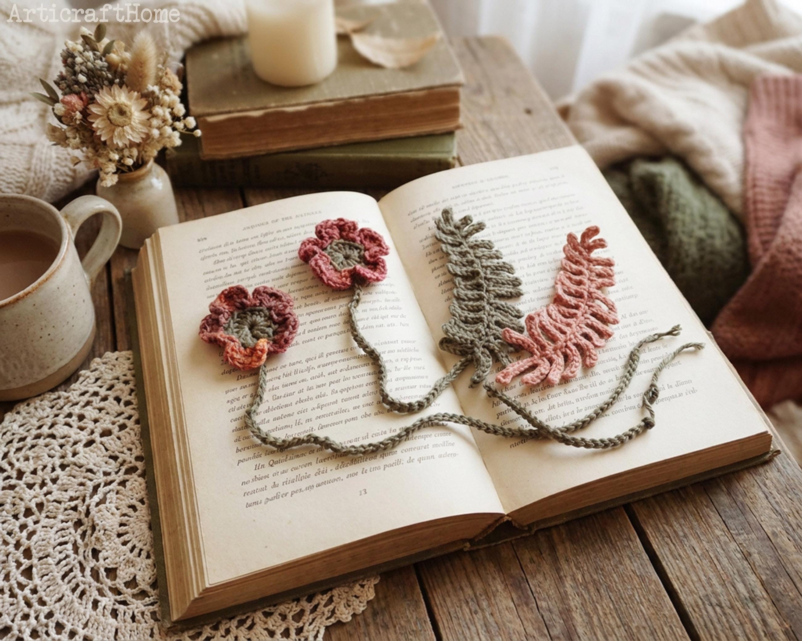 30 Flower Bookmark Crochet Patterns to Add a Handmade Touch to Reading Time 12 Fern Leaf and Flower Bookmark Pattern