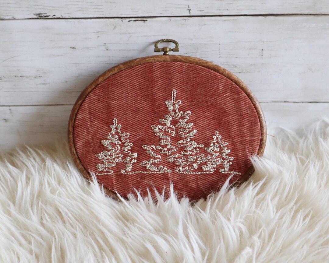 Pine Trees Hoop Wall Hanging, Retro Terracotta Nursery Wall Art Decor ...