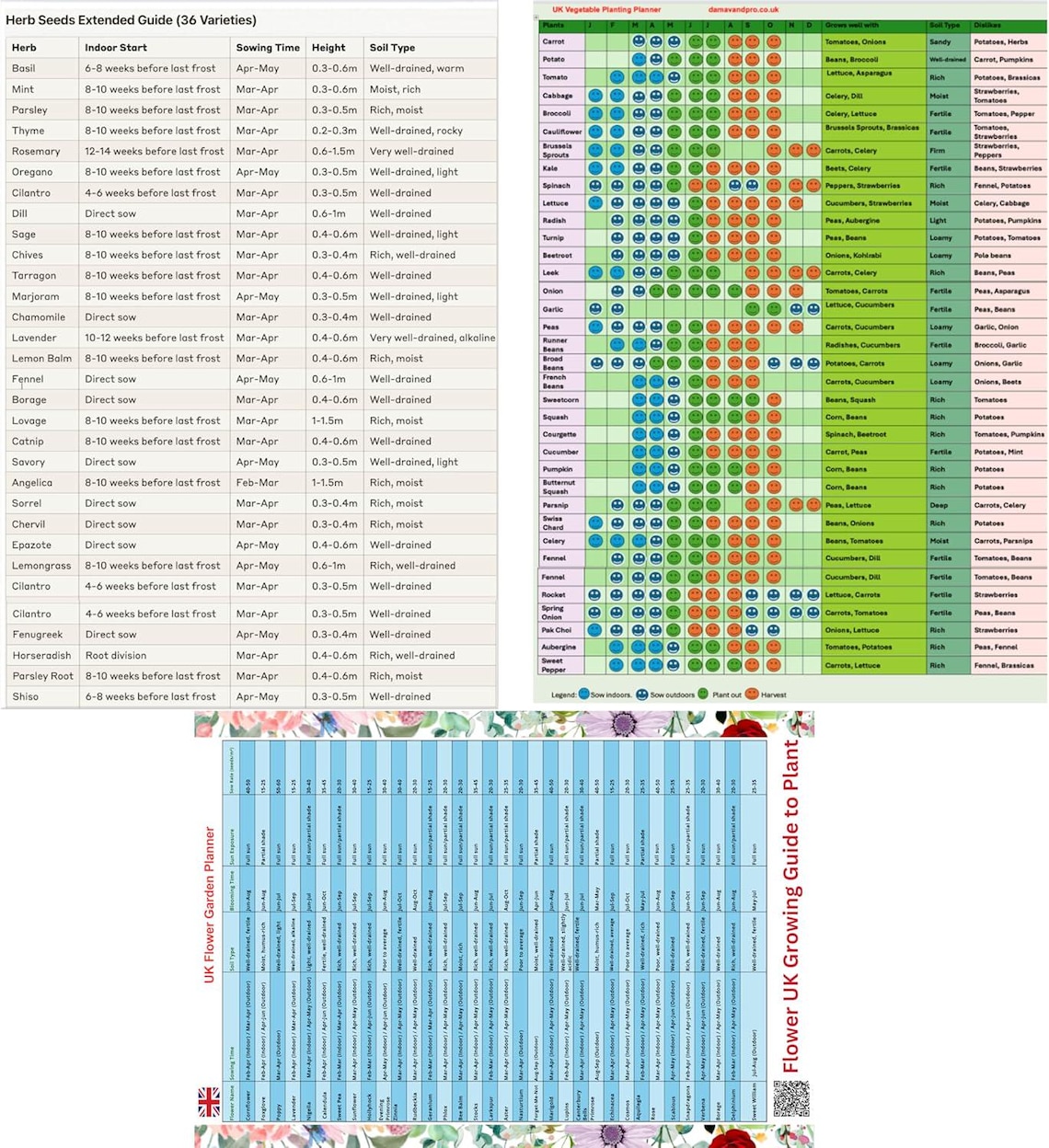 A3 Laminated Garden Planting Calendar Year-round Planner for 36 Herbs ...