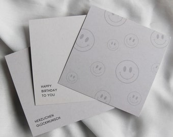 Schlichtes Postkarten-Set: Allrounder | Minimalistische Geburtstagskarte / Glückwunschkarte / Karte mit Smileys | quadratisch