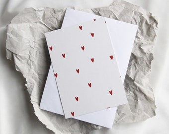 Carte postale / carte de voeux Fête des Mères avec enveloppe : Petits coeurs | Carte de félicitations mariage / carte d'anniversaire / amitié | Coeurs | DIN A6