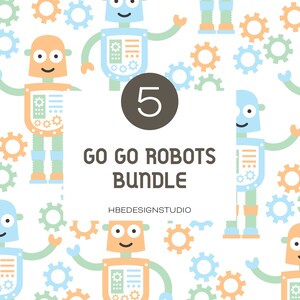 Robot Clip Art Bundle: DIY Valentine, Digital Patterns (Instant Download)