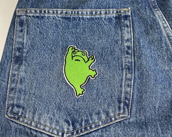 Fusion Frog Embroidery Patch Embroided Iron On Patche Fusion Frog Patch Green Funny Pa tch Customs Patch Jeans Meme Frog Gift Patch Patche