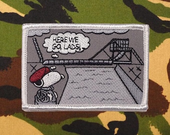 Snoopy D-Day Paratrooper - WWII Paras Pegasus Bridge Airborne Ruck Morale Patch - Embroidered 2x3