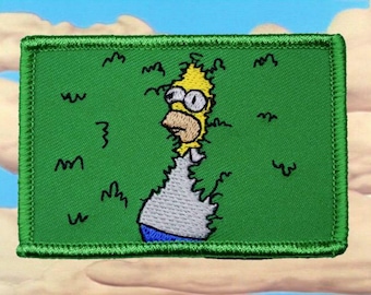 Homer Simpson Embroidered Morale Patch – Disappearing into Bushes 2x3 Hook and Loop
