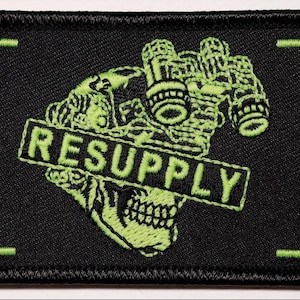 Resupply Night Vision Skull Morale Patch – Glow in the Dark, Embroidered 2x3 Hook and Loop