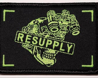 Parche de moral de calavera con visión nocturna Resupply: brilla en la oscuridad, bordado con velcro de 2x3