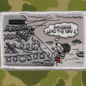 Snoopy D-Day Army Ranger - Andra världskriget Pointe du Hoc Ruck Moral Tygmärke - Broderat 2x3