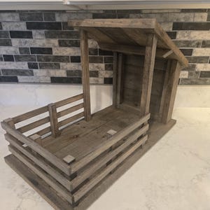 Rustieke handgemaakte houten stal/Breyer-paardenstal/speeltuin/uniek/boerderijdieren