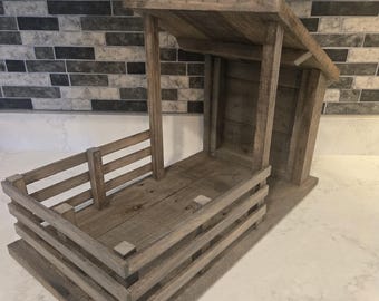 Rustic Handmade Wooden stable/Breyer Horse Stable/Pretend play Barn/one of a kind/Farm Animals