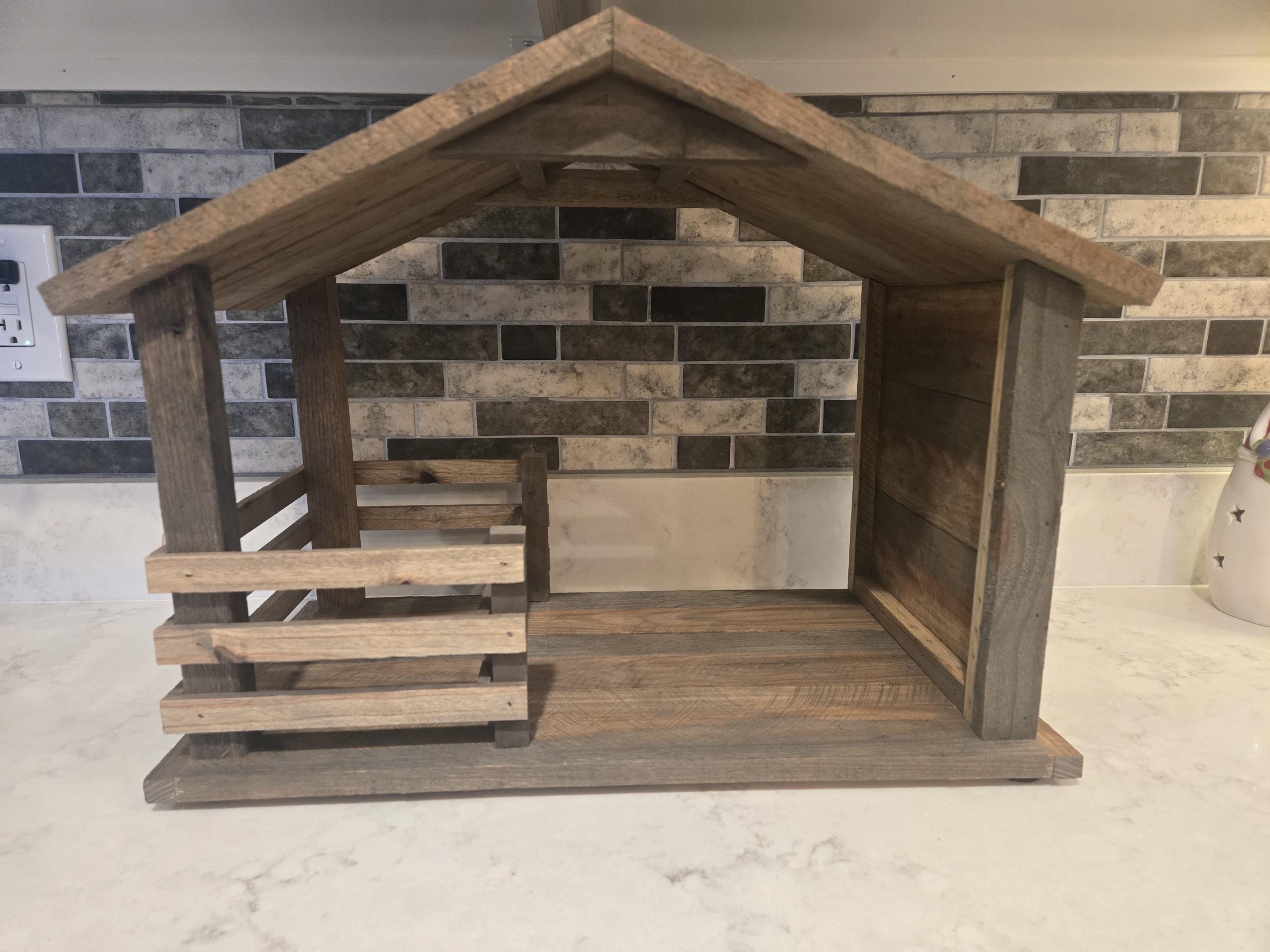 Rustic Handmade Wooden Christmas Manger/Nativity Scene display/Breyer Horse Stable